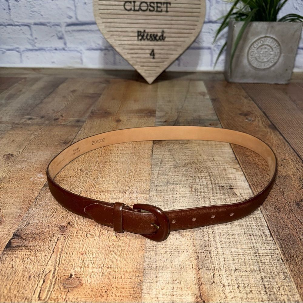 Leather Soft Italian Calfskin Belt 1990s 90s Lejon Vintage Slim dress Belt Large